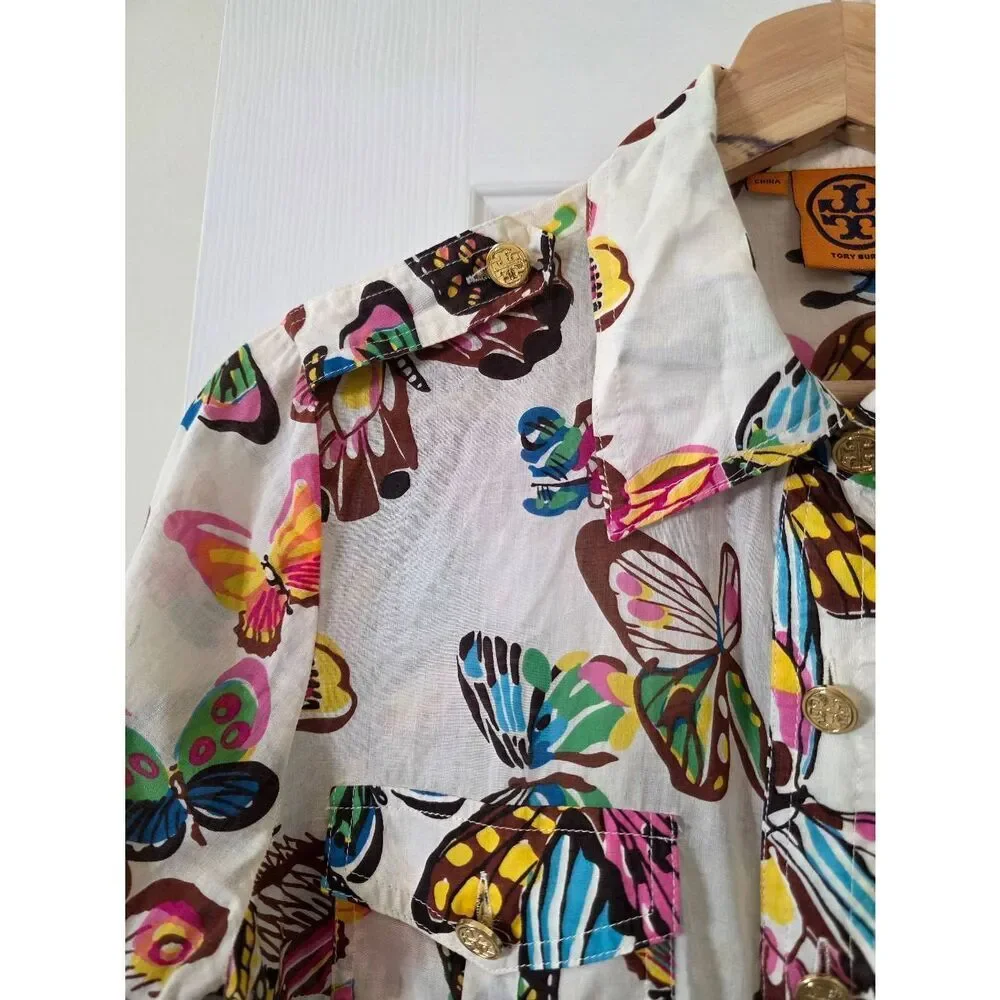 Tory Burch Butterfly Print Button Down Shirt 6